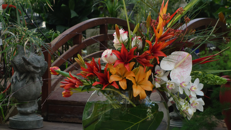 Valentine Flower Arrangement with Tropical Flowers