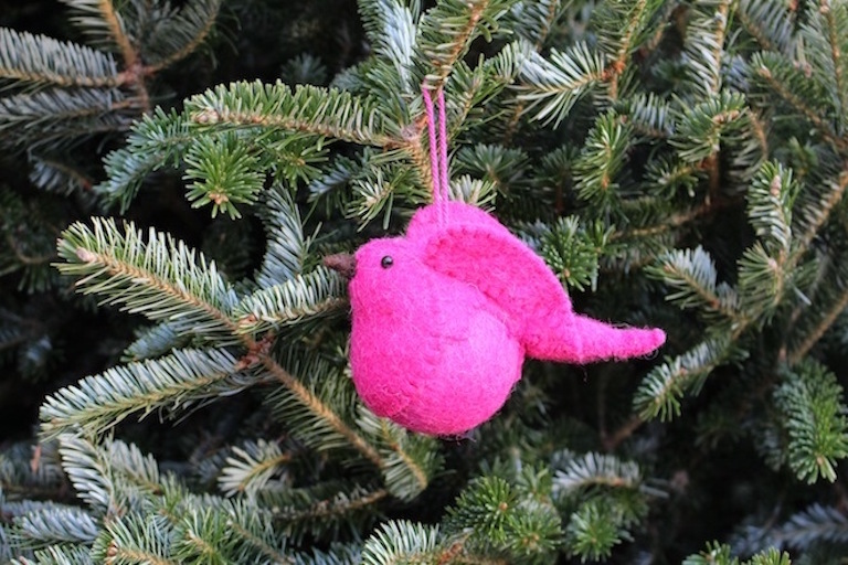 Bright Pink Felt Birds