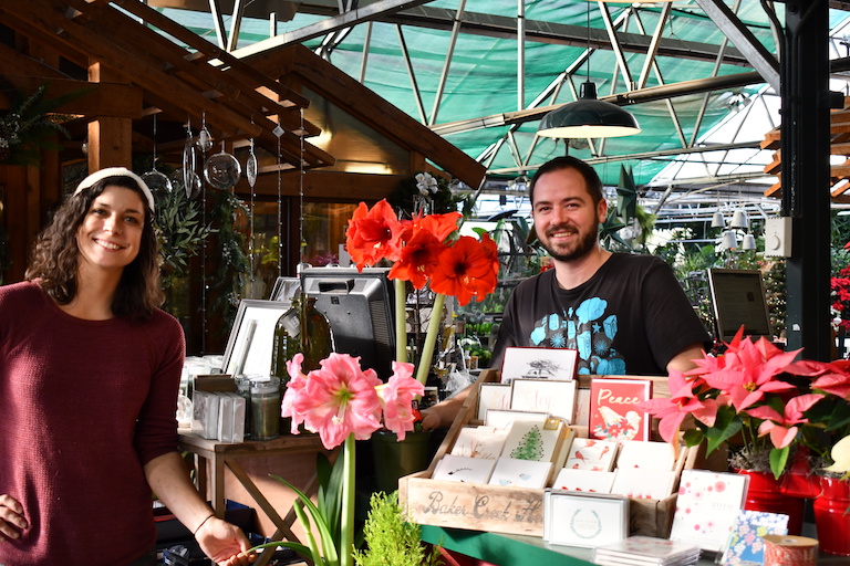Trevor with Amaryllis Plants in full bloom