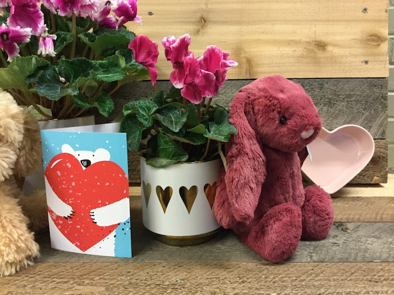 Red heart and bear Valentine card