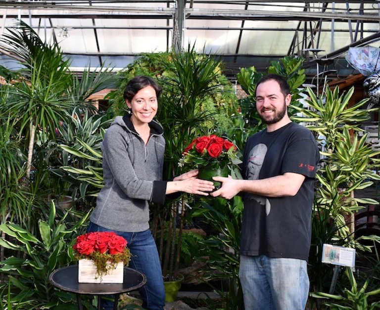 Brittany and Trevor with Valentine roses
