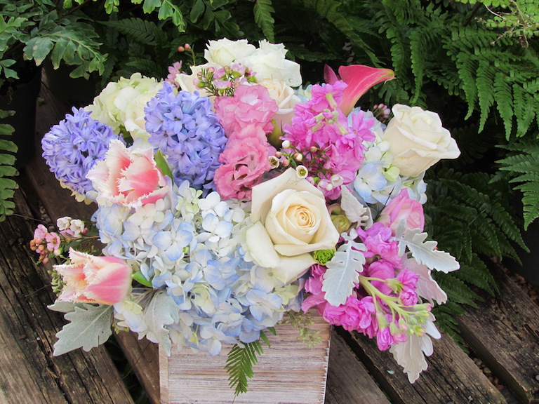 Pastel Hydrangeas and Hyacinths