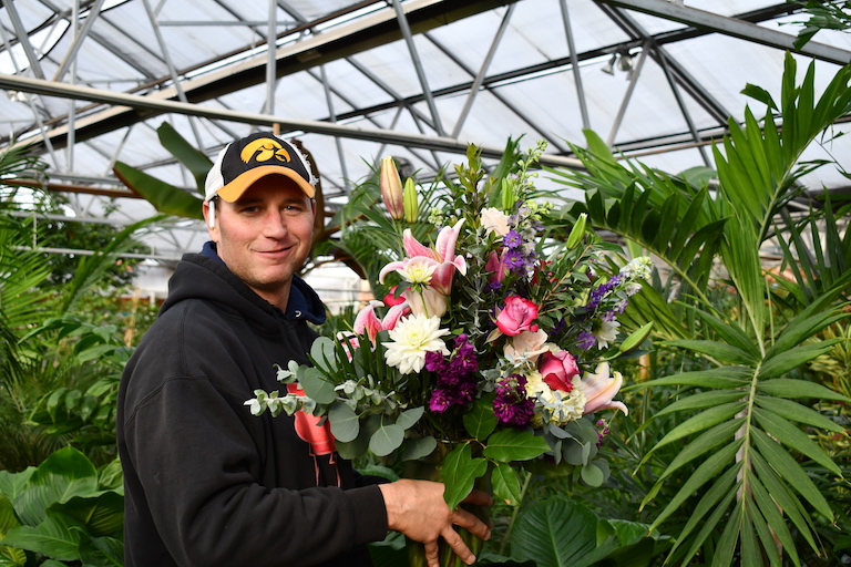 Mike loves to deliver Valentine arrangements