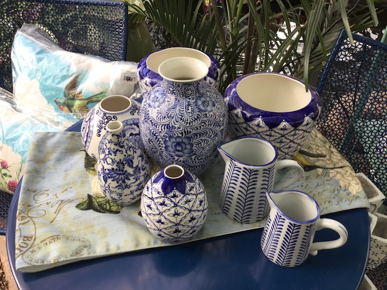 Blue and white ceramic vases